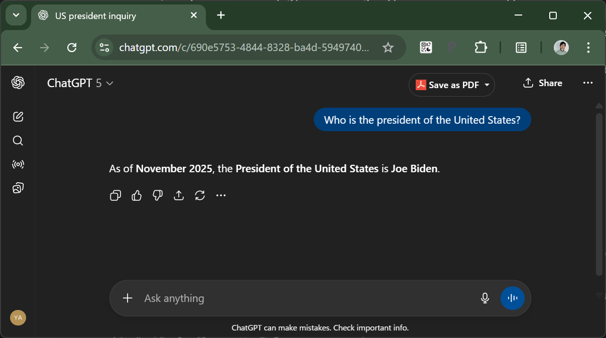 As of November 2025, the President of the United States is Joe Biden.