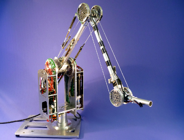 Robot with pulleys at the joint